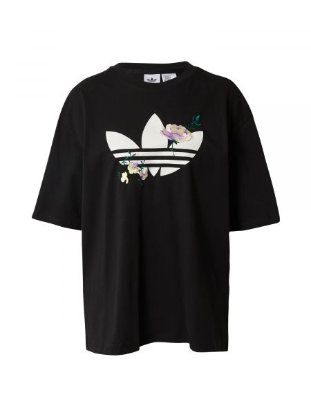 Tricou cu model floral Adidas Originals negru
