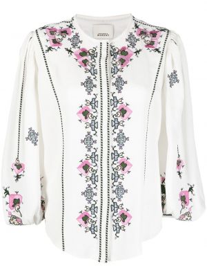 Bluză cu broderie cu model floral cu mâneci lungi Isabel Marant alb
