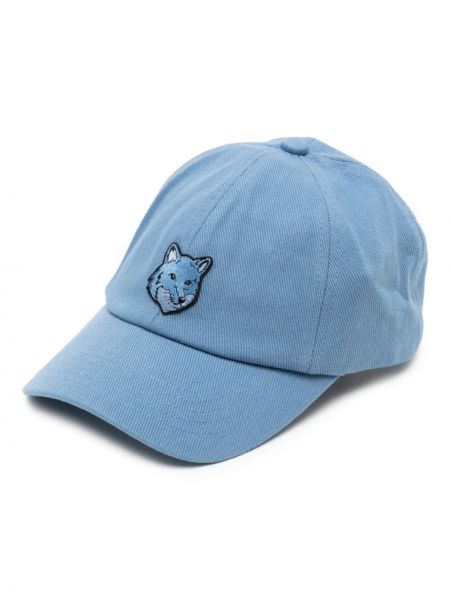 Siuvinėtas kepurė su snapeliu Maison Kitsuné mėlyna