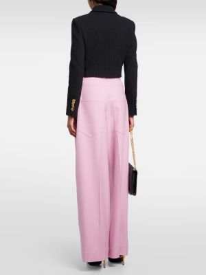 Pantaloni di lana baggy plissettati Gucci rosa