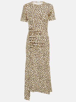 Leopardí midi šaty s potiskem jersey Paco Rabanne