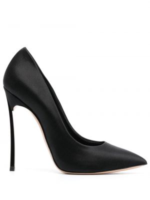 Сатенени полуотворени обувки Casadei черно