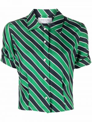 Bluza s črtami s potiskom Thom Browne zelena