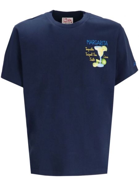 Raštuotas medvilninis marškinėliai Mc2 Saint Barth mėlyna