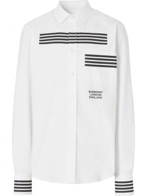 Camisa a rayas con estampado Burberry blanco