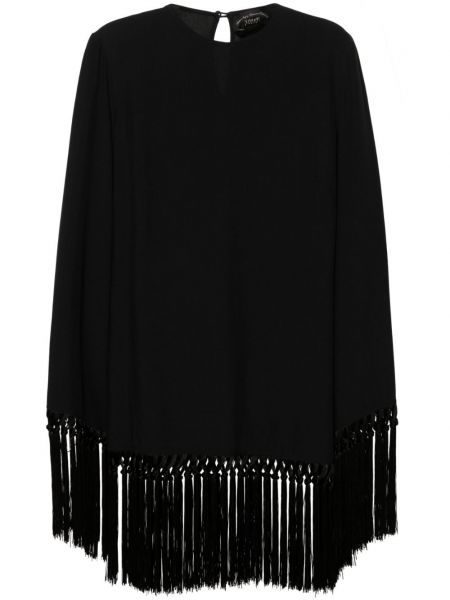 Sukienka koktajlowa z frędzli Taller Marmo czarna