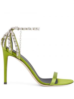 Sandały z kryształkami Giuseppe Zanotti zielone