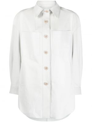Oversized δερμάτινο πουκάμισο Salvatore Santoro λευκό