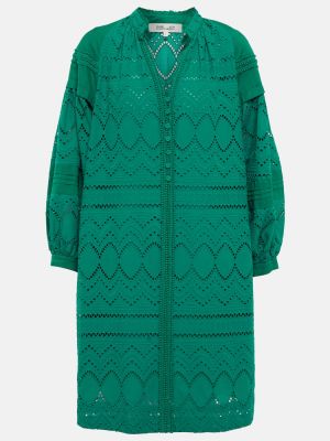 Bavlněné mini šaty Diane Von Furstenberg - zelená