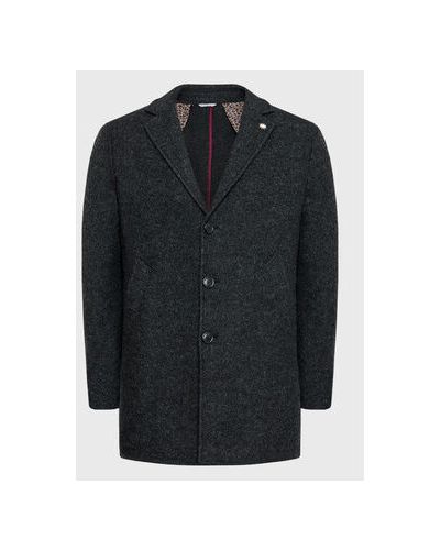 Vlnený priliehavý zimný kabát Manuel Ritz čierna