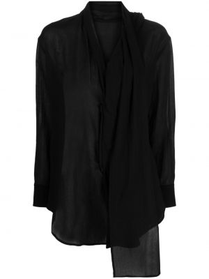 Bavlněné halenka s dlouhými rukávy Yohji Yamamoto - černá