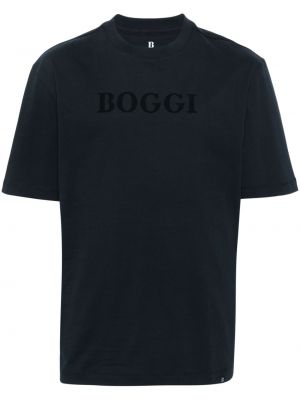 Bombažna majica Boggi Milano modra