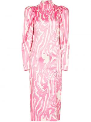 Vestido midi con estampado con estampado abstracto Rotate rosa