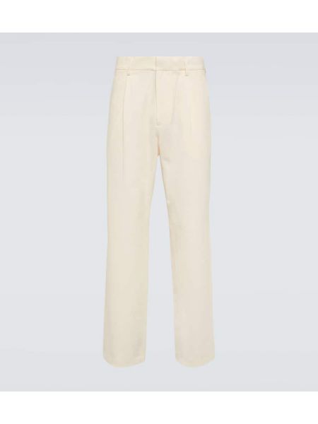 Памучни копринени прав панталон Auralee бяло