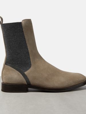 Zomšinės chelsea stiliaus batai Brunello Cucinelli smėlinė