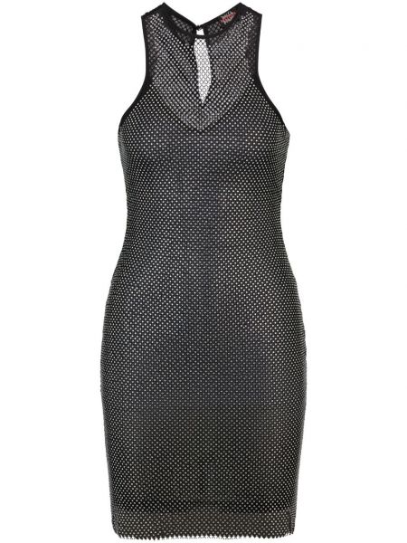Koktejlkové šaty so sieťovinou Hugo čierna