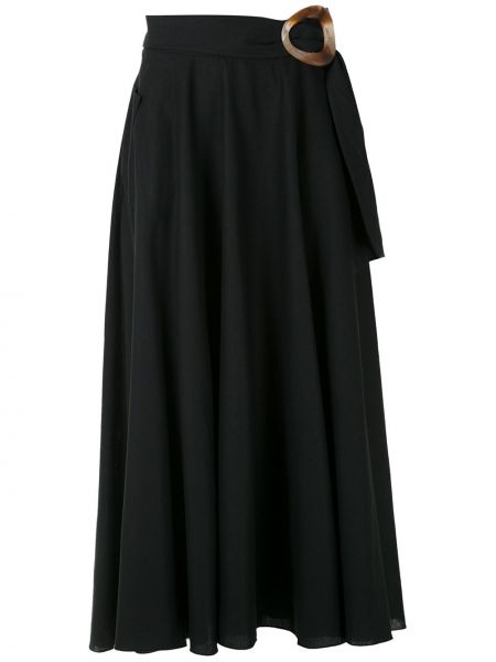 Falda larga de lino Isolda negro