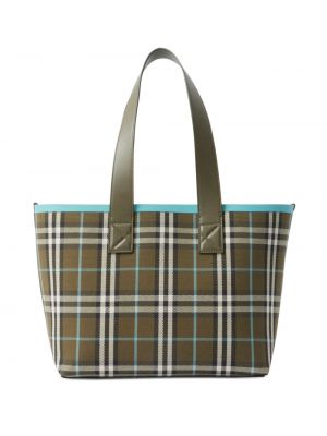 Καρό βαμβακερή τσάντα shopper Burberry πράσινο