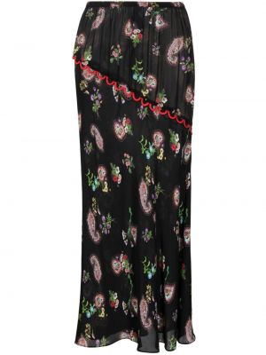 Hodvábna sukňa s paisley vzorom Cynthia Rowley čierna