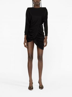 Černé drapované asymetrické koktejlové šaty Saint Laurent