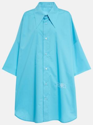 Oversize памучна риза Mm6 Maison Margiela синьо