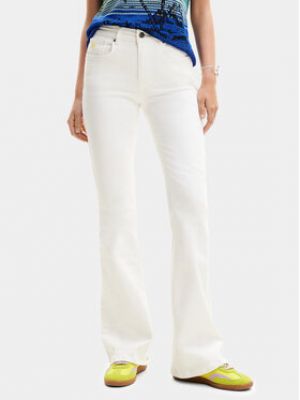 Zvonové džíny Desigual bílé