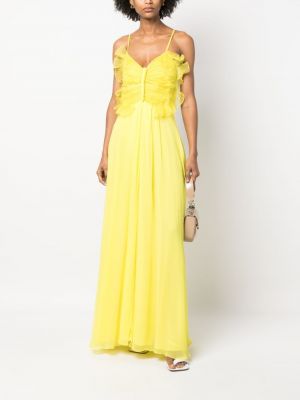 Krepové hedvábné večerní šaty Blugirl žluté