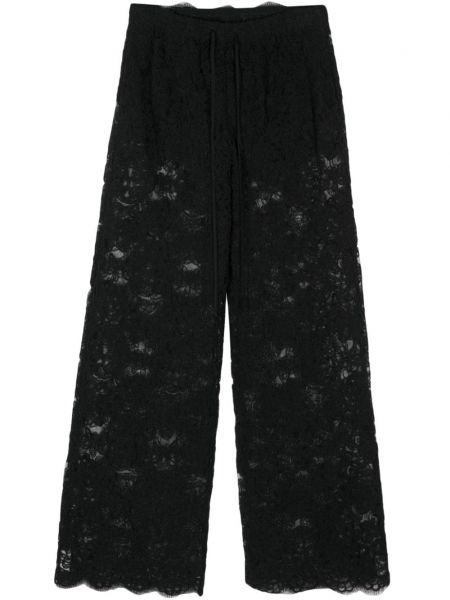 Pantaloni cu croială lejeră din dantelă Ermanno Scervino negru