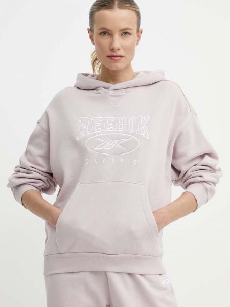 Pamučna hoodie s kapuljačom Reebok Classic ružičasta