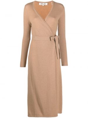 Pletena midi haljina Dvf Diane Von Furstenberg smeđa