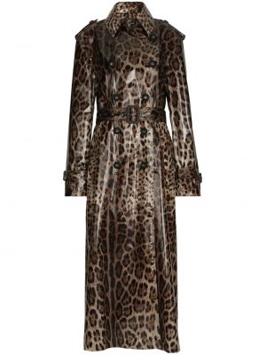 Trench cu imagine cu model leopard Dolce & Gabbana maro