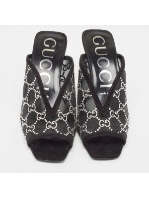 Sandały trekkingowe z siateczką retro Gucci Vintage czarne
