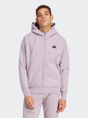 Толстовка на блискавці вільного крою Adidas фіолетова