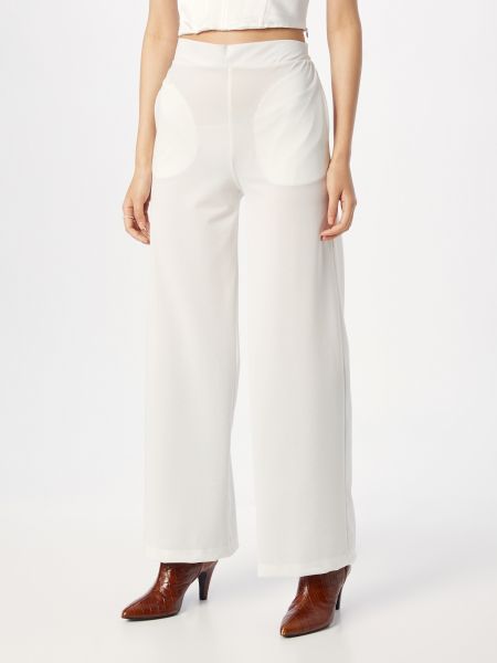 Широки панталони тип „марлен“ Trendyol бяло