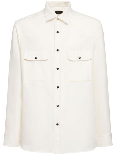 Camicia di lino di cotone Brioni bianco