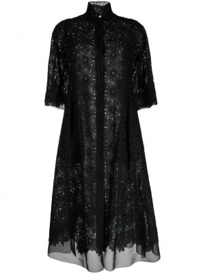 Čipkovaný priehľadný bavlnený kabát Shiatzy Chen čierna