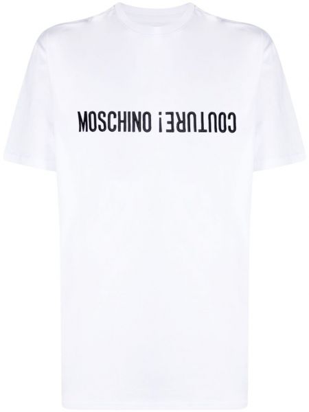 Pamuk işlemeli tişört Moschino beyaz