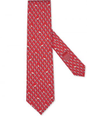 Hedvábná kravata s potiskem Zegna červená