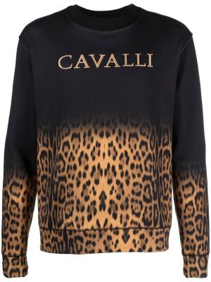 Памучен суитчър с принт с леопардов принт Roberto Cavalli