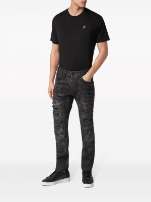 Straight fit džíny s oděrkami Philipp Plein černé