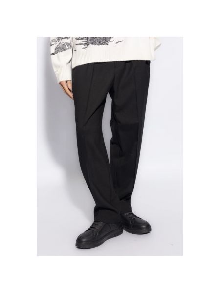 Pantalones rectos plisados Emporio Armani negro