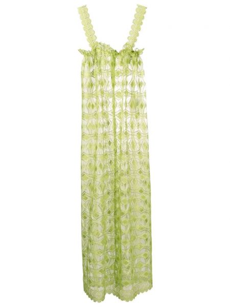 Прозрачна коктейлна рокля с дантела Olympiah зелено