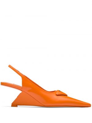 Slingback laiviņas ar papēžiem Prada oranžs