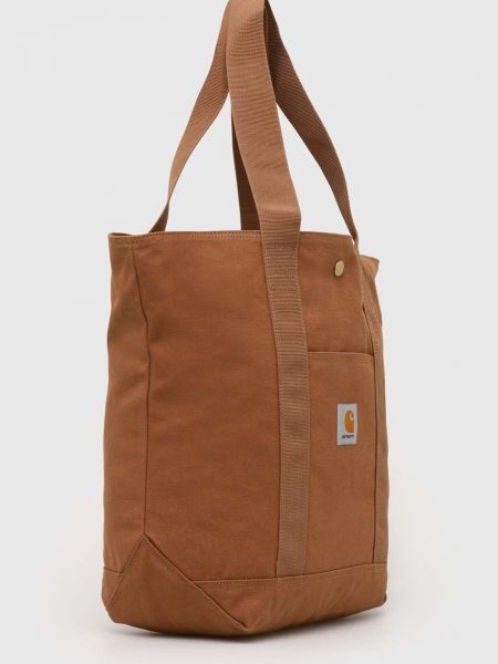 Βαμβακερή τσάντα shopper Carhartt Wip καφέ