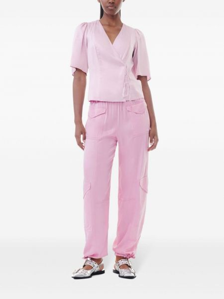 Bluse mit v-ausschnitt Ganni pink