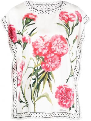 Virágos selyem blúz nyomtatás Dolce & Gabbana fehér