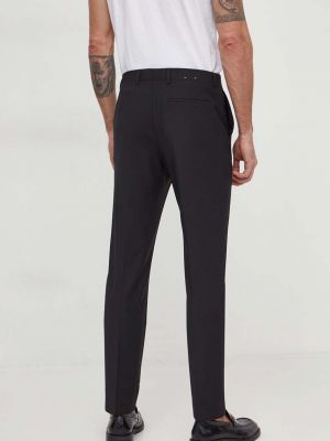 Jednobarevné vlněné kalhoty Calvin Klein černé