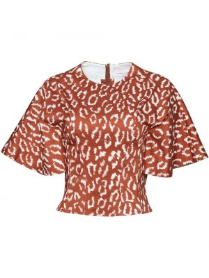 Leopard trykt kort bluse Carolina Herrera brun