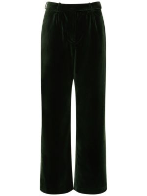 Bavlněné sametové rovné kalhoty Alexandre Vauthier zelené