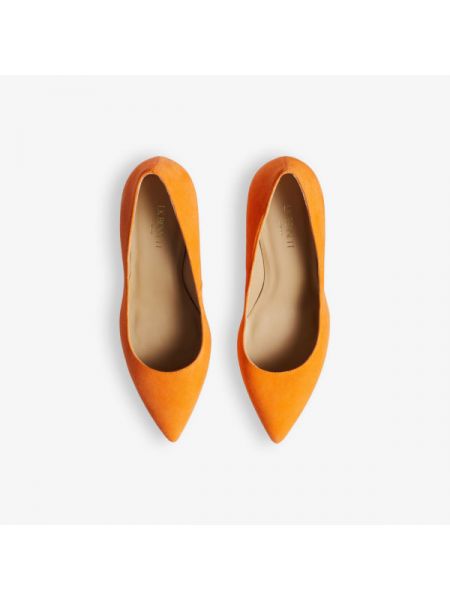Замшевые туфли на каблуке с острым носком Lk Bennett оранжевые